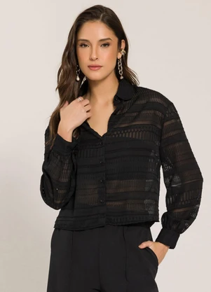 Sofie - Camisa com Gola Estruturada Preto - SOFIE