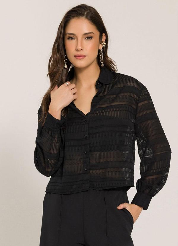 Sofie - Camisa com Gola Estruturada Preto