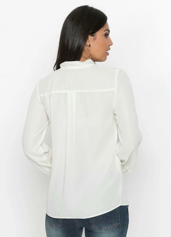 bonprix - Camisa com Gola Laço Off White 2