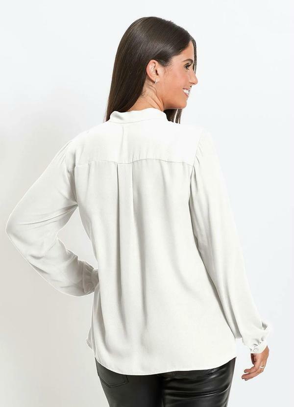 bonprix - Camisa com Gola Laço Off White 4