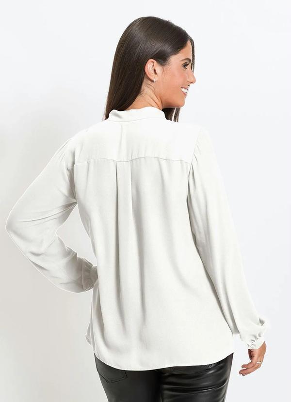 bonprix - Camisa com Gola Laço Off White 6