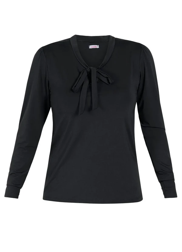 Rosalie - Camisa com Gola Laço Preta 9
