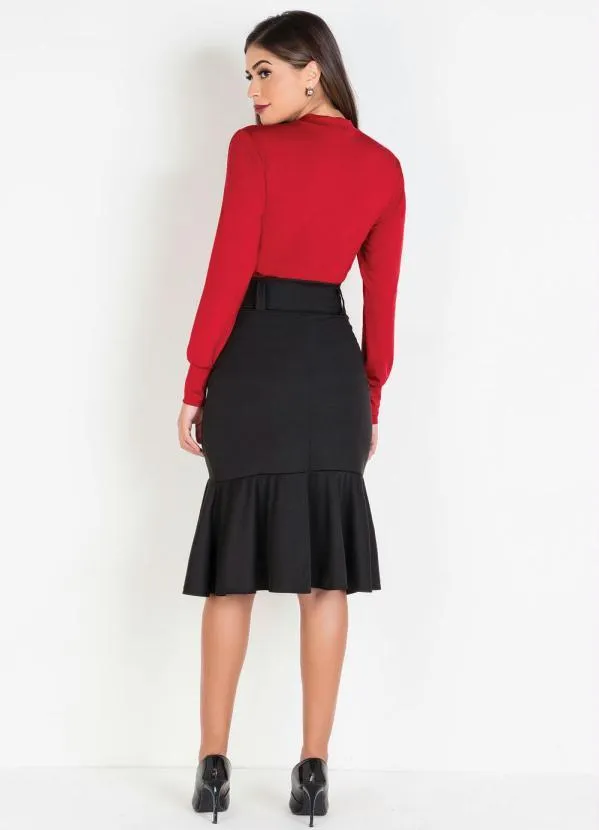 Rosalie - Camisa com Gola Laço Vermelha 4