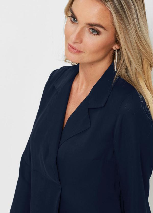 bonprix - Camisa com Gola Transpassada Azul 3