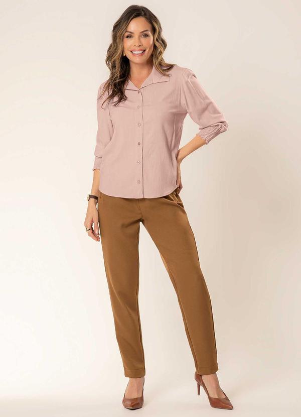 Cativa - Camisa com Mangas Franzidas nos Ombros Rosa 2