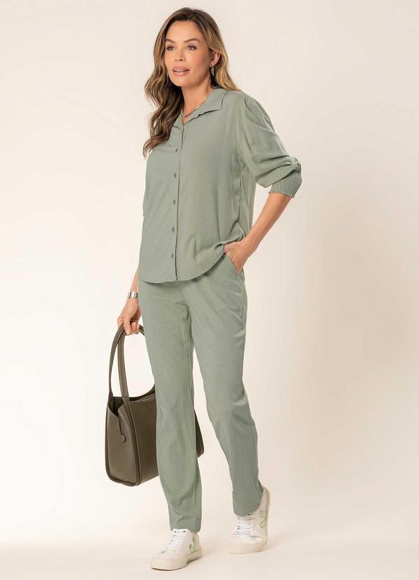Cativa - Camisa com Mangas Franzidas nos Ombros Verde 2