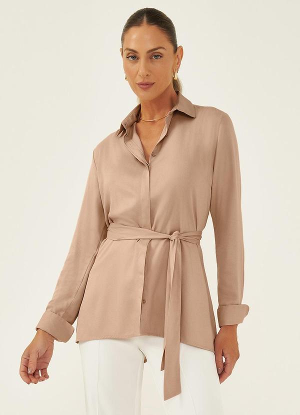 Principessa - Camisa Comfy com Cinto Faixa Areia Renata