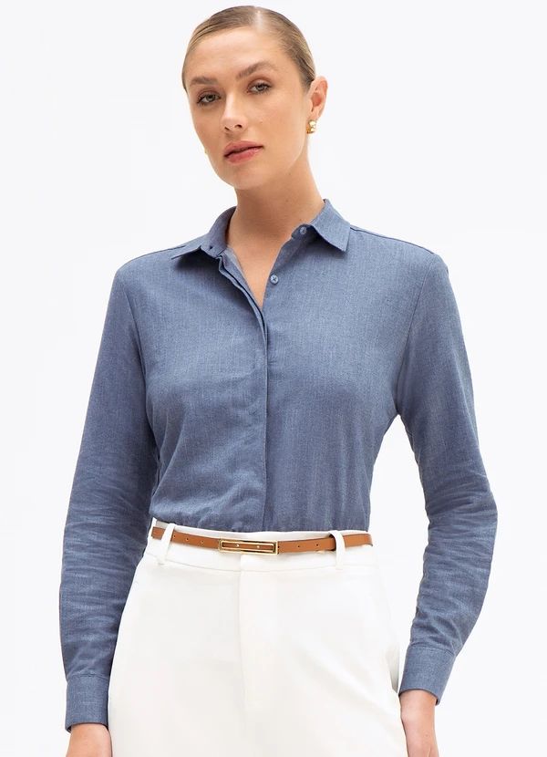 Principessa - Camisa Comfy em Algodão Feliciana Azul
