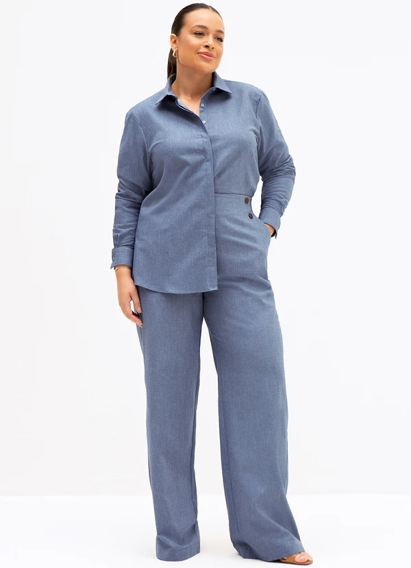 Principessa - Camisa Comfy em Algodão Azul Médio Feliciana 10