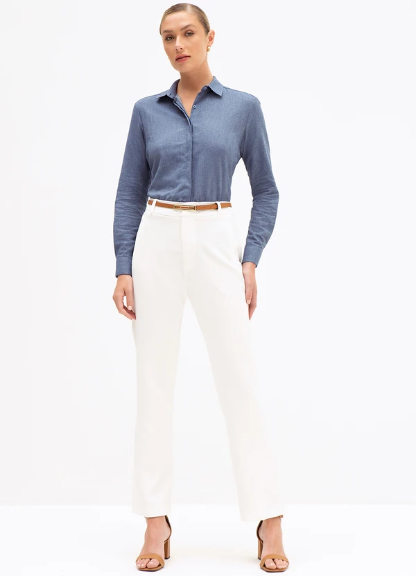 Principessa - Camisa Comfy em Algodão Azul Médio Feliciana 3