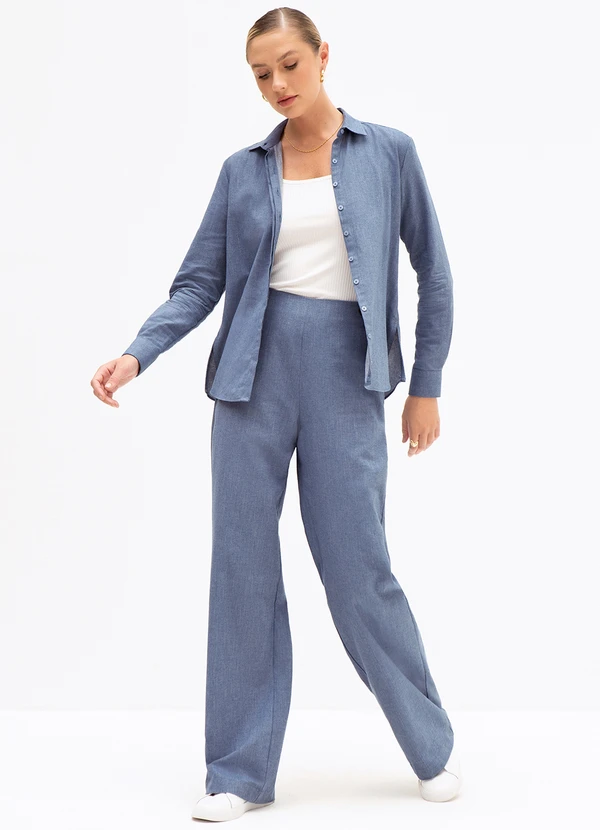 Principessa - Camisa Comfy em Algodão Azul Médio Feliciana 5