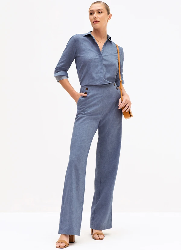 Principessa - Camisa Comfy em Algodão Azul Médio Feliciana 6