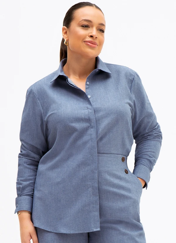 Principessa - Camisa Comfy em Algodão Azul Médio Feliciana 8