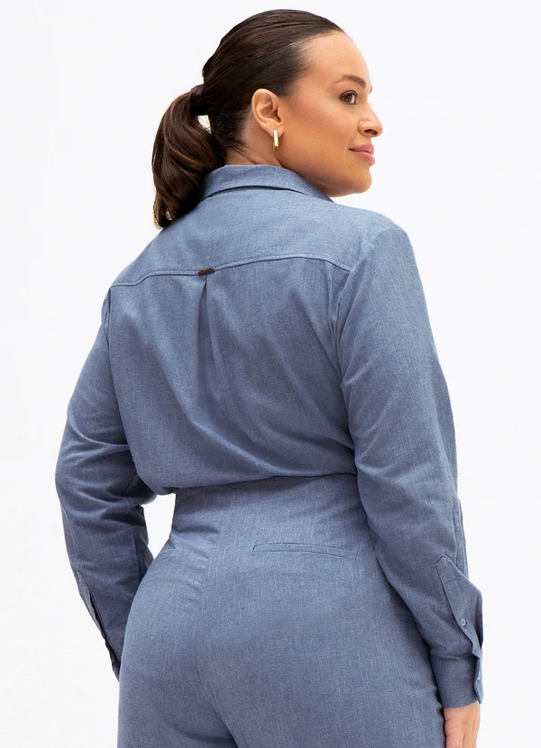 Principessa - Camisa Comfy em Algodão Azul Médio Feliciana 9