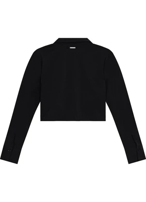 Enfim - Camisa Cropped Pregas Texturizada Preto - ENFIM