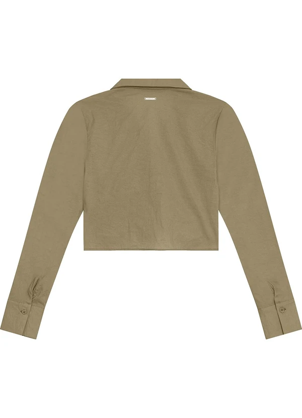 Enfim - Camisa Cropped Pregas Texturizada Verde 4