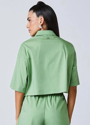 Authoria - Camisa Cropped Verde com Strass Verde - AUTHORIA