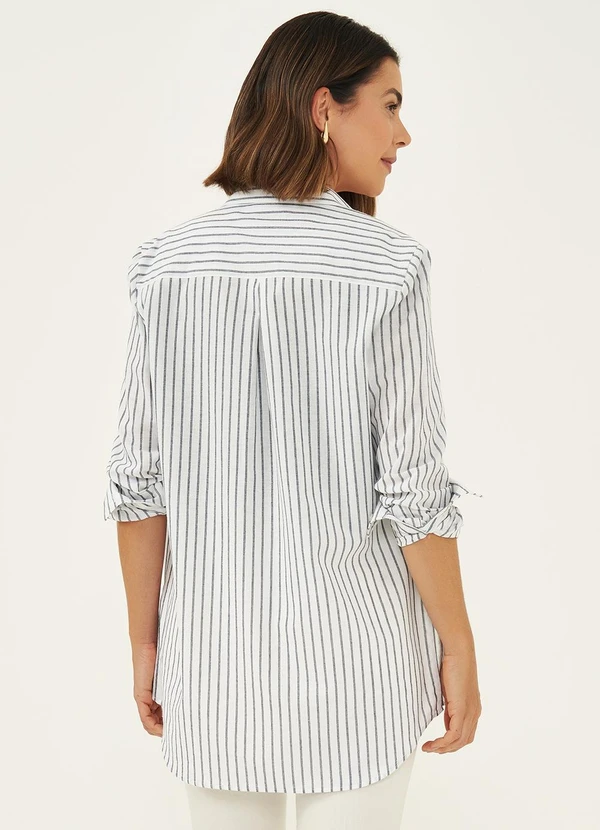 Principessa - Camisa Comfy de Algodão Listrado Off e Marinho Tiany 2