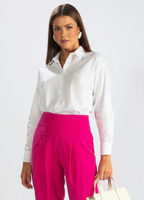 Hering - Camisa de Algodão Manga Longa Branca