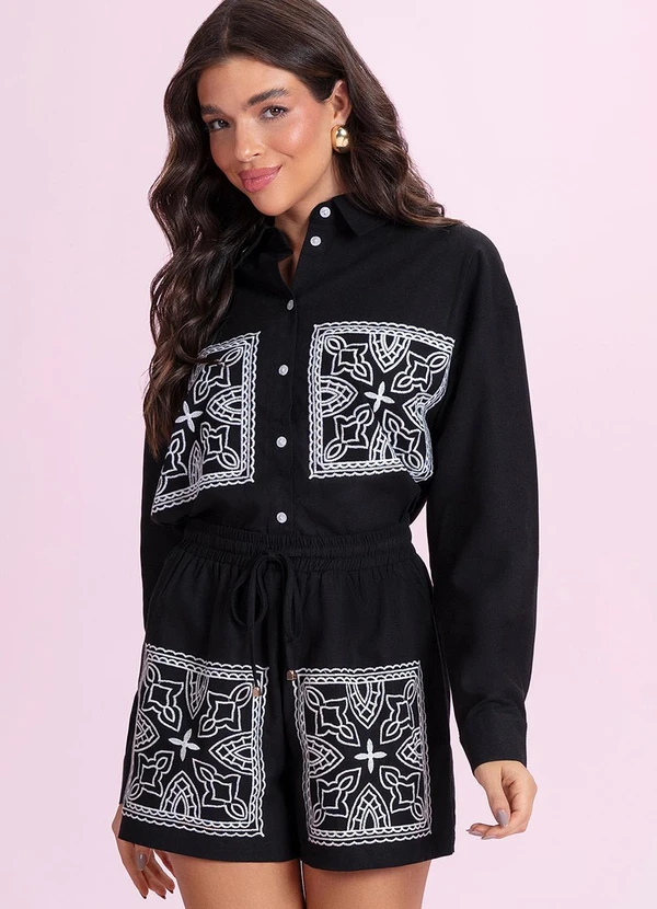 Angel - Camisa de Algodão Preto