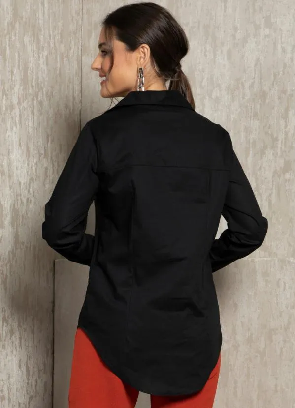 Quintess - Camisa de Botão Preta Alongada 2