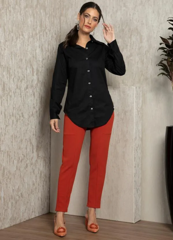 Quintess - Camisa de Botão Preta Alongada 3