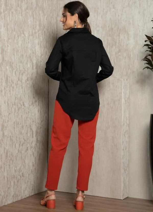 Quintess - Camisa de Botão Preta Alongada 4