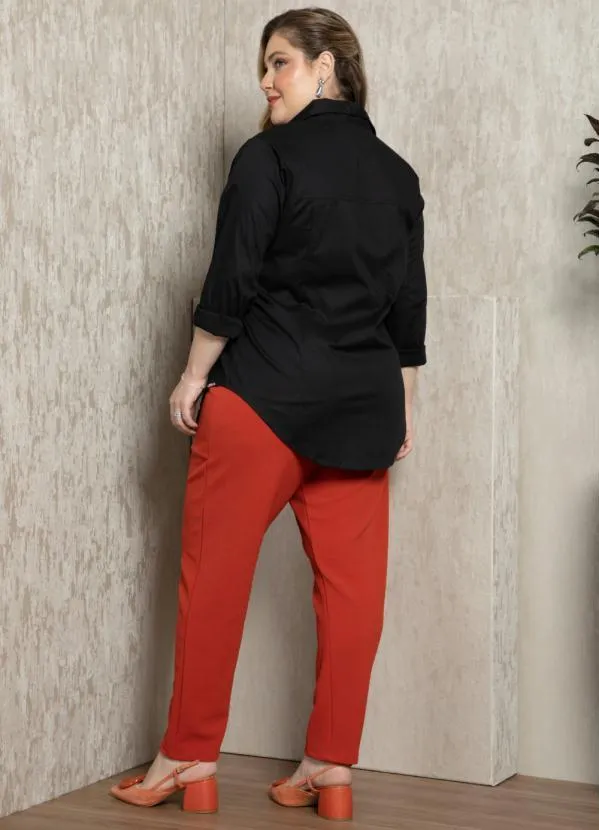 Quintess - Camisa de Botão Preta Alongada 9