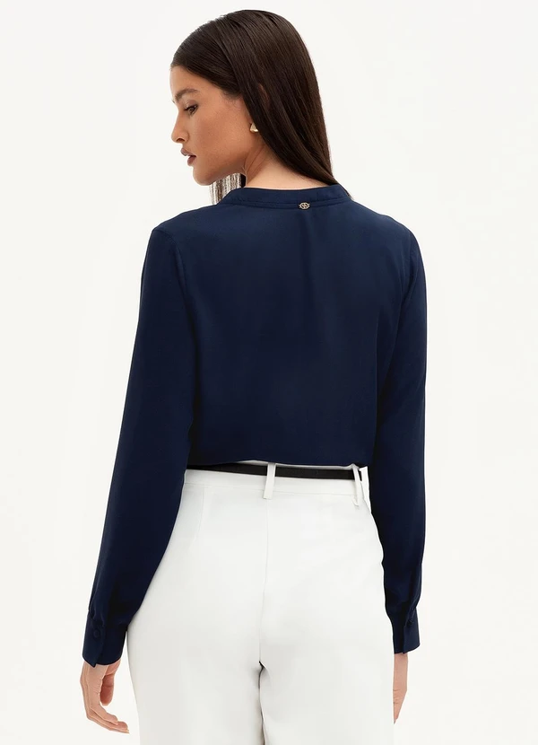 Principessa - Camisa de Crepe com Pregas Frontais Marinho Valéria 2