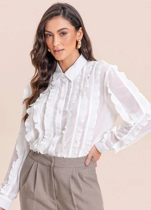 Angel - Camisa de Crepe Off White - ANGEL