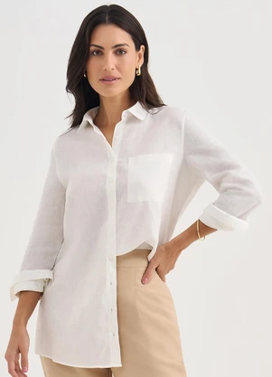 Principessa - Camisa de Linho Oversized Off White Daphne - PRINCIPESSA