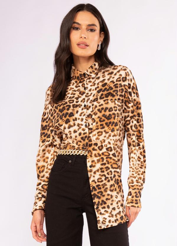 Doce Trama - Camisa de Manga Longa em Tecido Estampado