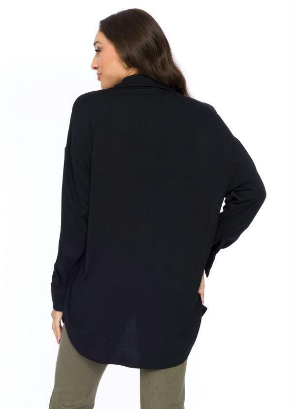 Doce Trama - Camisa de Manga Longa em Tecido Preto 2