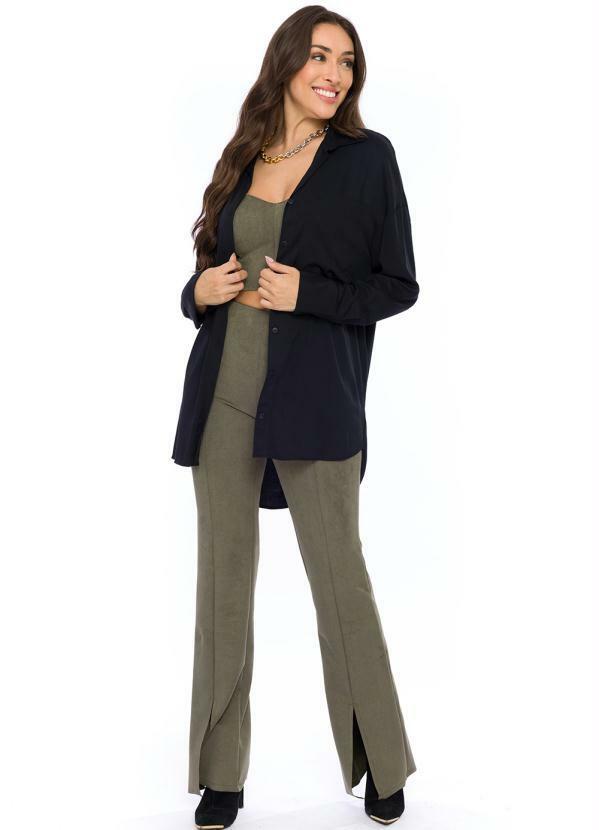 Doce Trama - Camisa de Manga Longa em Tecido Preto 3