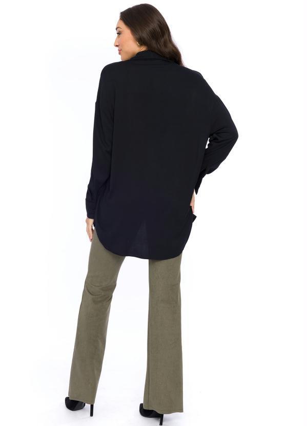 Doce Trama - Camisa de Manga Longa em Tecido Preto 4