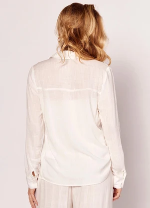Sofie - Camisa de Manga Longa em Viscose Flamê Branco - SOFIE