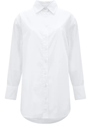 Lunender - Camisa de Mangas Longas em Algodão Branco - LUNENDER