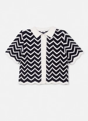 Authoria - Camisa de Tricot Preto e Branco Preto - AUTHORIA