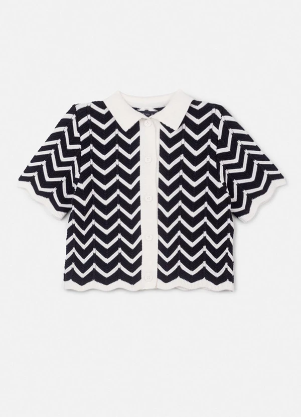 Authoria - Camisa de Tricot Preto e Branco Preto