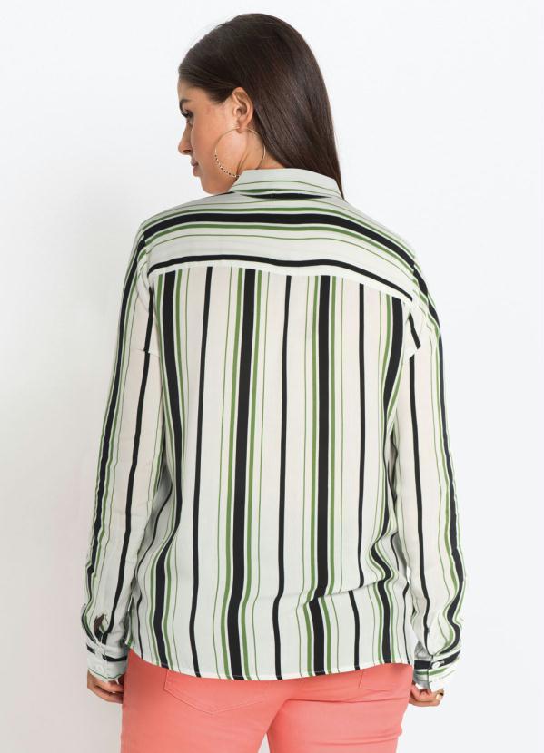 bonprix - Camisa de Viscose com Bolsos Listrada Azul 6