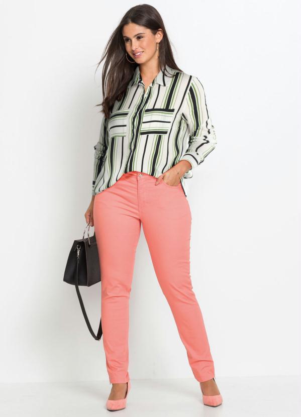 bonprix - Camisa de Viscose com Bolsos Listrada Azul 7