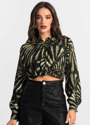 Endless - Camisa de Viscose Manga Longa Verde - ENDLESS