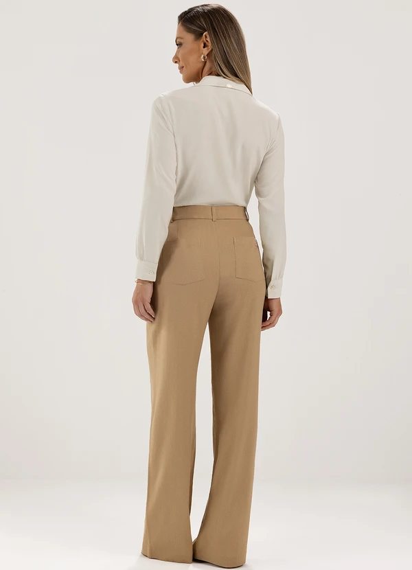 Principessa - Camisa Decote V em Viscose Aveia Norma 4