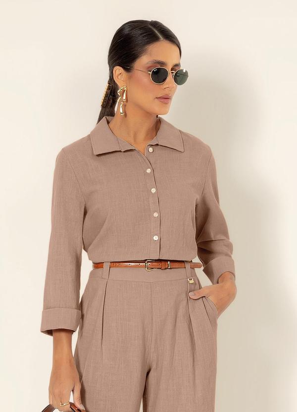 Gris - Camisa em Algodão Marrom Claro