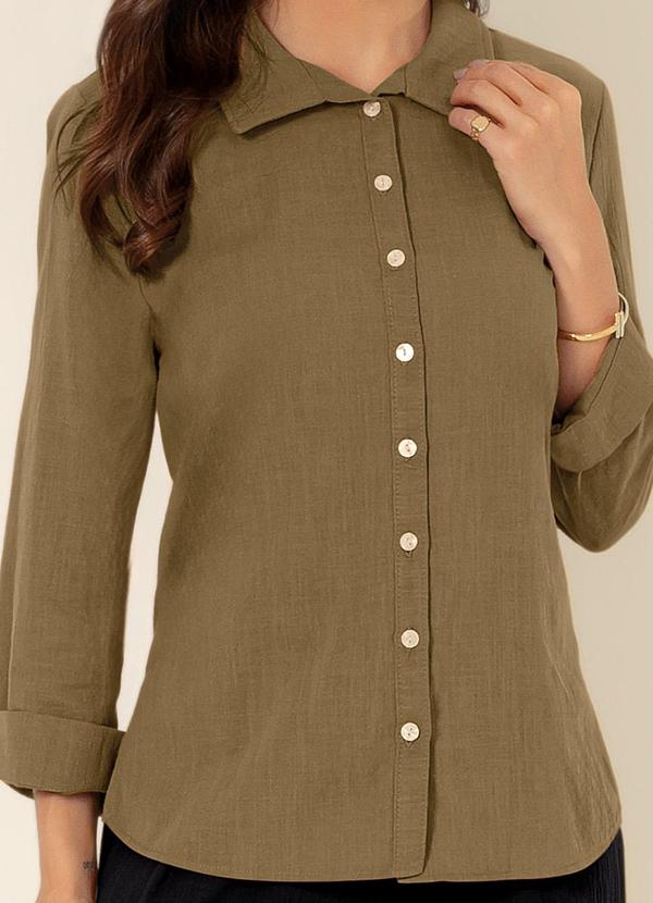 Gris - Camisa em Algodão Marrom Escuro 3