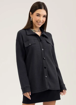 Cativa - Camisa em Canelado  You Preto - CATIVA