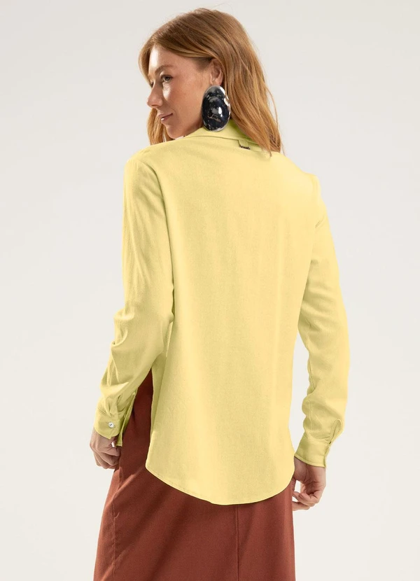 Camisa em Linho com Elastano Amarelo - GRIS