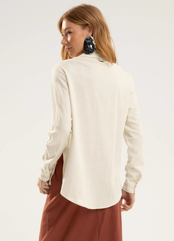 Camisa em Linho com Elastano Bege - GRIS
