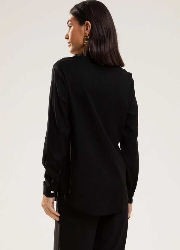 Camisa em Linho com Elastano Preto - GRIS