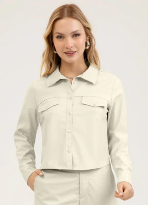 Cativa - Camisa em Material Sintético  Bege - CATIVA
